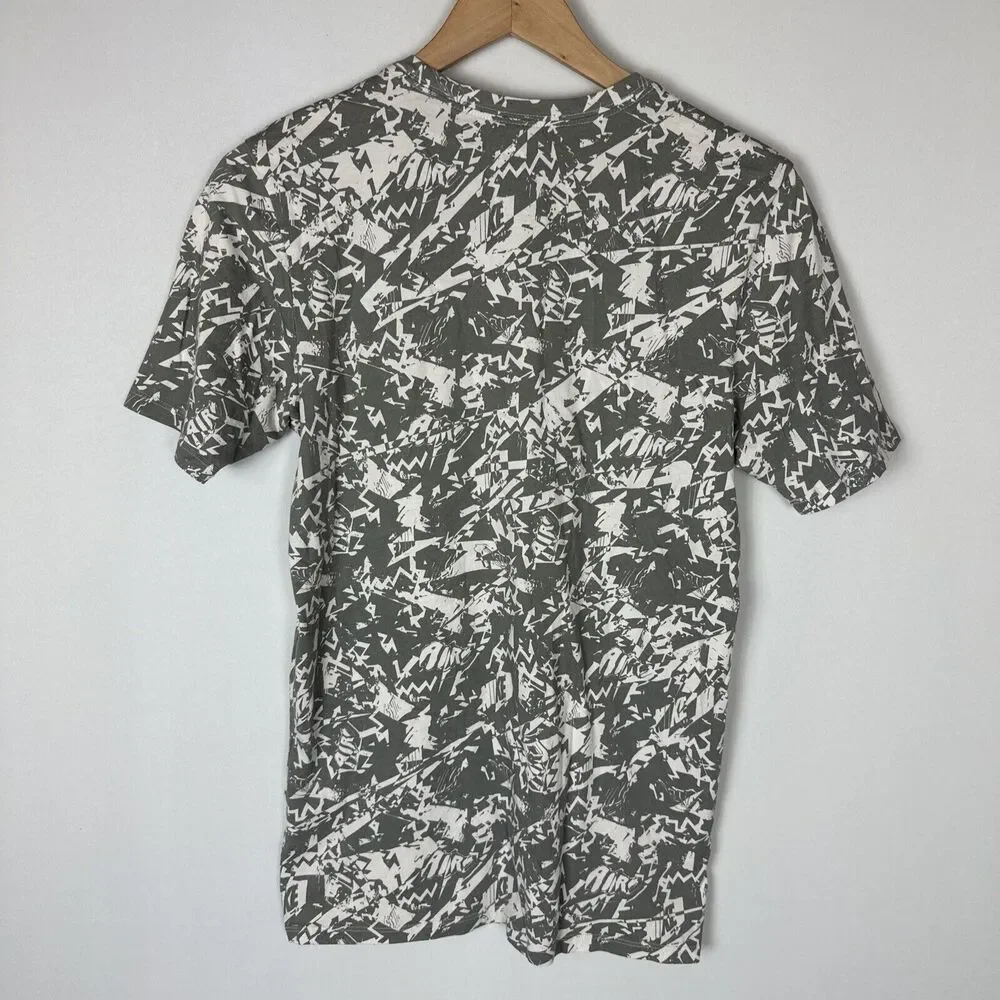 Nike Sportswear Air Logo AOP Print NSW Dri-Fit Shirt 906966-101 Gray White Small